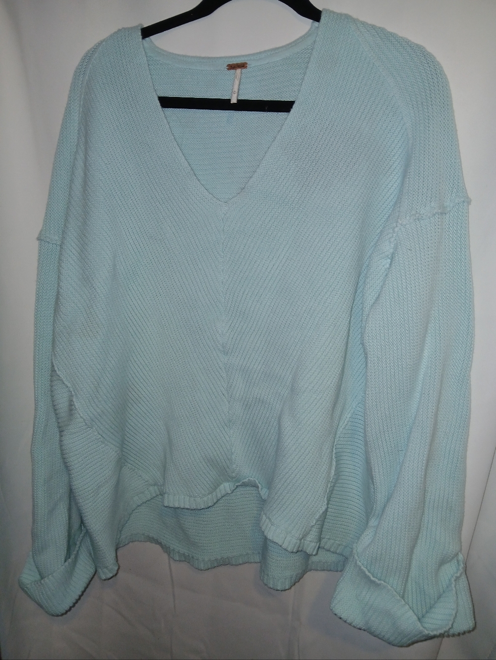 Free People Soft Aqua V-Neck Sweater M